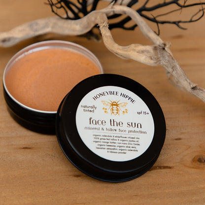 honeybee hippie's natural sunscreen for face developed as all natural protection for skin from sun damage