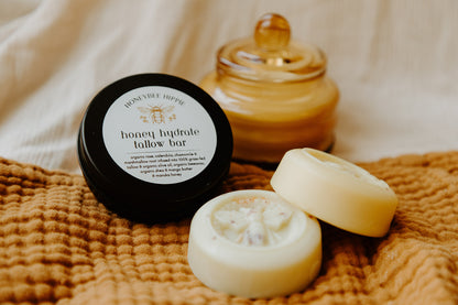 two bars of solid beef tallow for skin moisturizing oil and tallow bar to hydrate and restore skin